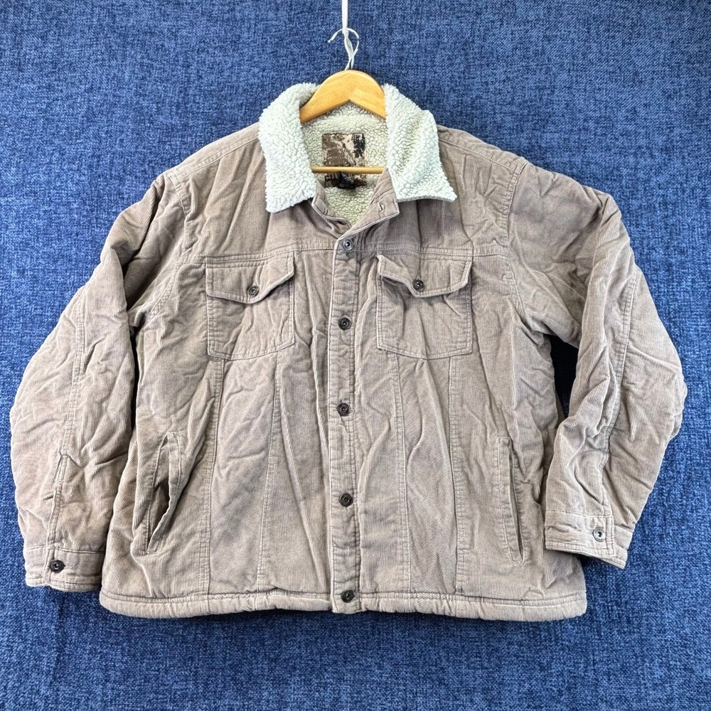 Ocean Current Trucker Jacket Mens L Tan Corduroy Cotton Sherpa Lined Heavyweight